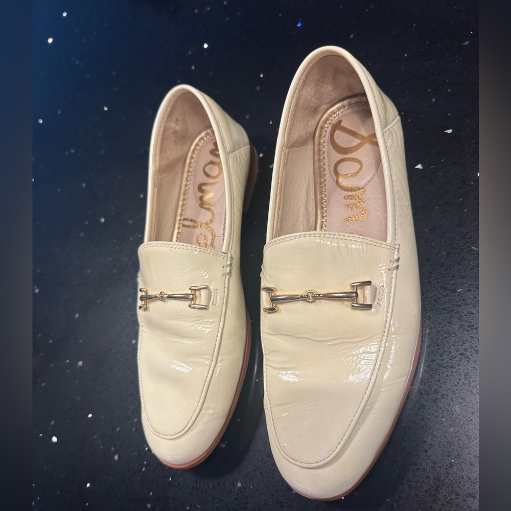 Sam Edelman Woman’s 6.5 Loraine Patent White Leather Loafers
